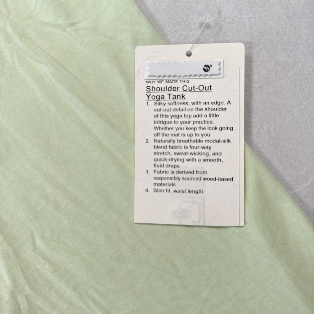 NWT LULULEMON Women's 10 Light‎ Green Shoulder Cut-Out Yoga Tank Athletic Top - Picture 3 of 7